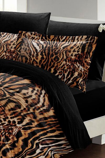 PerlaSera Zebra Brown 3D Custom Design - Double Cotton Satin Duvet Cover Set