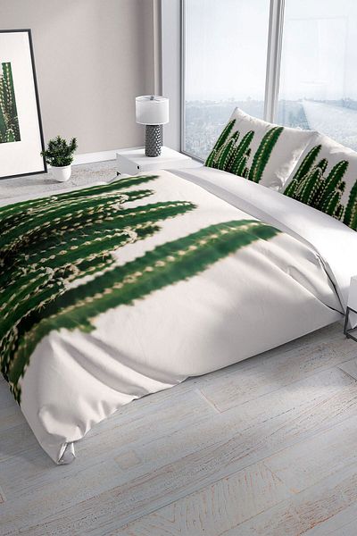 PerlaSera Cactus 3d Cotton Satin Double Duvet Cover Set