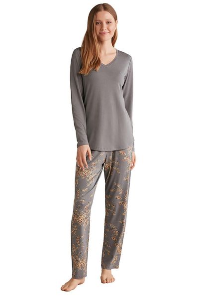 Catherine's Women's Soft Textured Gray Pajama Set