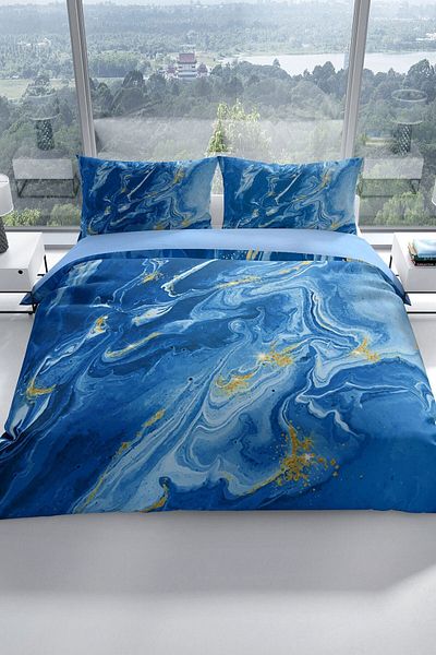 PerlaSera Bluedream 3d Cotton Satin Double Duvet Cover Set