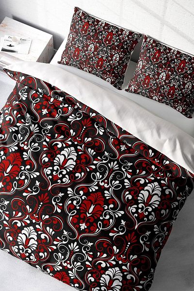 PerlaSera 3D Custom Design - Double Cotton Satin Duvet Cover Set, Damask Classic
