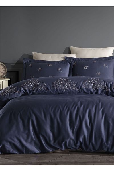 Dantela Set cuvertură de pilota cu broderie Century bleumarin