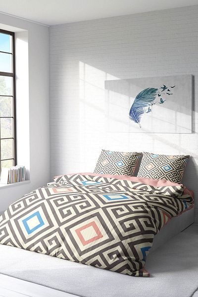 PerlaSera 3D Custom Design - Double Cotton Satin Duvet Cover Set, Geometric Modern