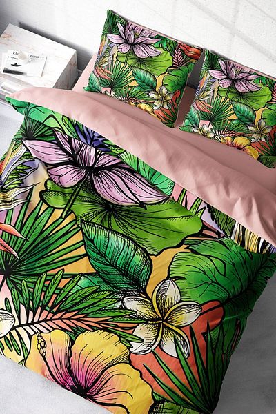 PerlaSera 3D Special Design Duvet Cover Set - Tightly Woven, Cotton Satin, Colorful Forest