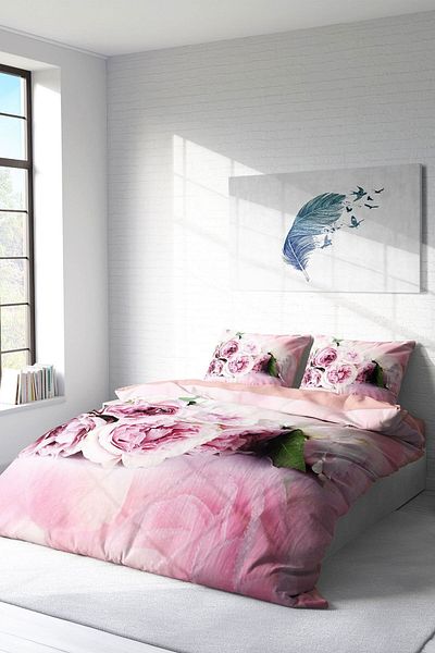 PerlaSera 3D Custom Design Softrose - Double Duvet Cover Set, Tightly Woven Cotton Satin