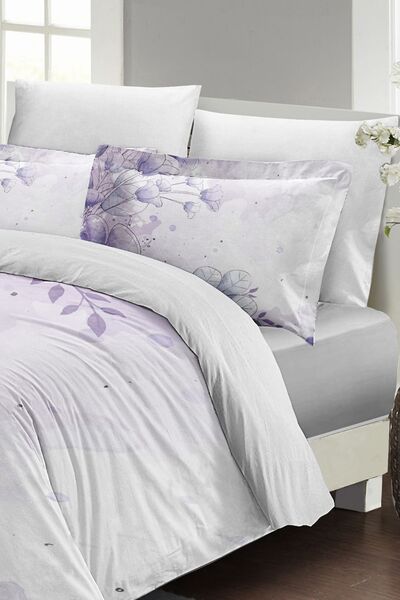 PerlaSera Двоспальний комплект постільної білизни з щільної бавовняної сатинової тканини 3D, спеціальний дизайн, м'який ліловий колір (без простирадла)