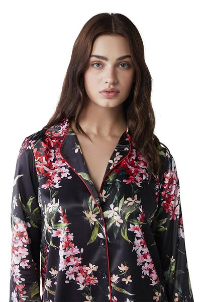 Catherine's Women's Floral Patterned Satin Pajama Set
