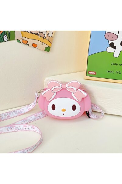 MJ TOYS Melodi Sanrio Kuromi Pembe Hello Kitty Silikon Crossbody Çanta Karika...