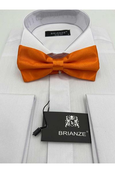 Brianze Orange Satin Bow Tie - Solid Color