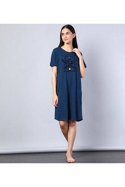 Aila Women's Sleepwear Navy Blue Dress