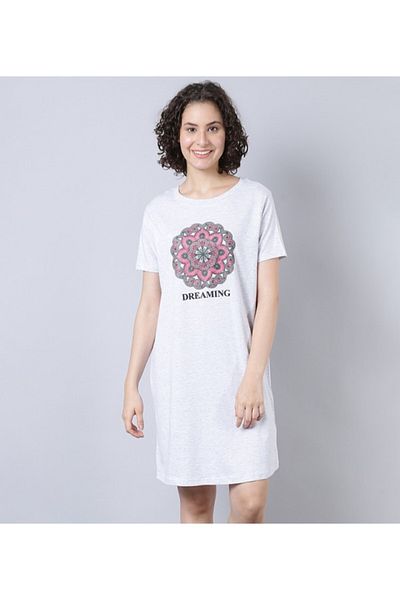 Aila Women's Sleepwear Grey Melange Dress