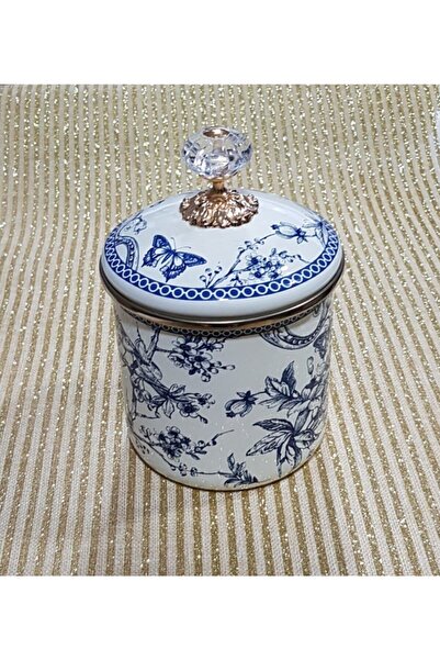 Miss Betty Vintage Emaye Kavanoz 12 Cm Ç:12 Cm Mavi