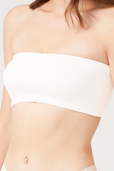 Cottonhill Cream Color Strapless Crop Top Bustier