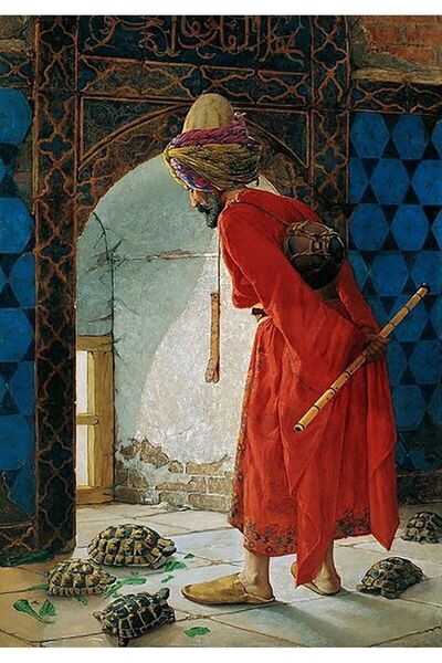 HD Sanatsal Kaplumbağa Terbiyecisi Tablo HD SANATSAL