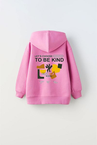 The Champ Clothing Fleece cu glugă în interior Let's Choose To Be Kind Hanorac cu glugă pentru copii, roz, unisex