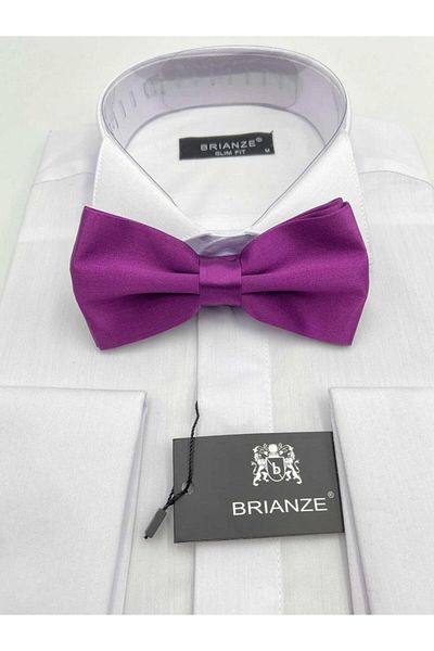 Brianze Satin Bow Tie - Dark Purple Solid Color