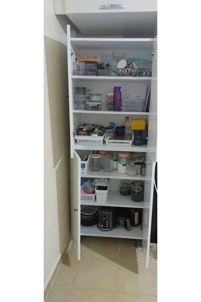 Yeni Vitrin %100 Mdf 6 Raflı 4 Kapaklı Beyaz Çok Amaçlı Banyo/kiler/mutfak Dolabı 50 Cm En