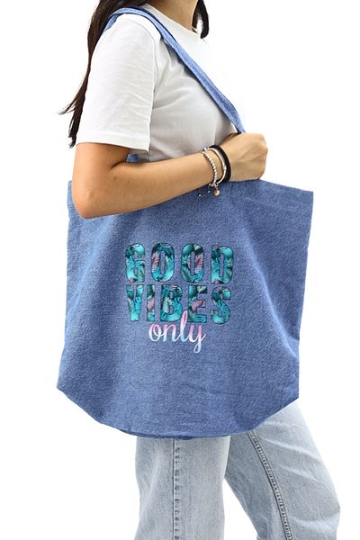 ICONE BAG Geantă tote pentru femei cu volum mare - Geantă de umăr și de mână din denim și denim