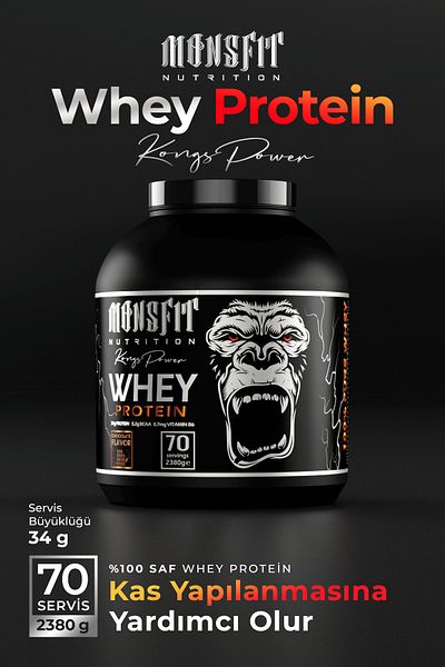 MONSFİT 2.380 G Whey Protein - 70 SERVice Helping Muscle Building Chocolate Flavored