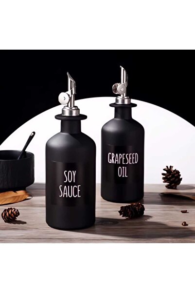 MEHAY HOME HANZADE KRİSTAL 2'Lİ BLACK SİYAH YAĞLIK ,KAHVE DAĞITICI  DİSPANSER