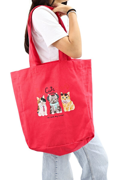 ICONE BAG Жіноча сумка з великим об'ємом з принтом червоної кішки - для руки ...