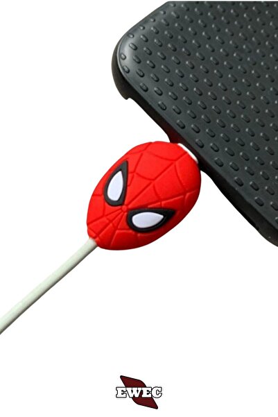 EWEC Örümcek Adam Figürlü Sevimli Usb Kablo Koruyucu, Silikon Şarj Kablosu Ko...