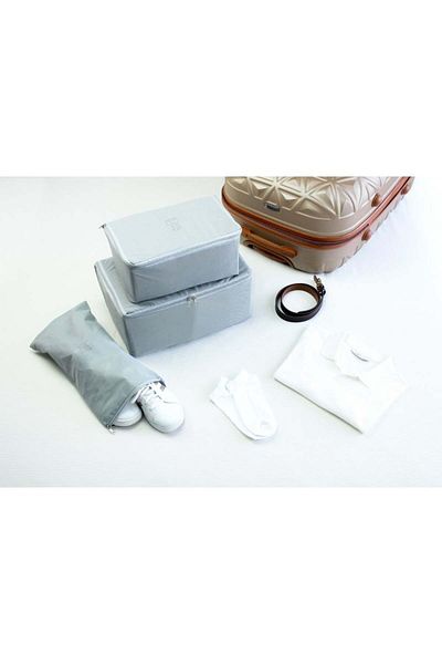 Myend Gray Spotted 3-Piece Suitcase Organizer Mesh Set