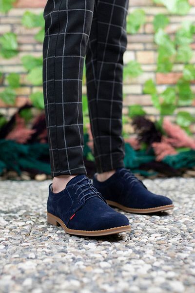 Riccon Ανδρικά παπούτσια Casual Navy Blue Velvet 0012444