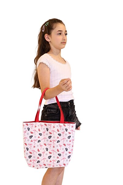 ICONE BAG Τσάντα παραλίας για κορίτσια με στάμπα Flamingo με μοτίβο καρπούζι - Casual printed bag