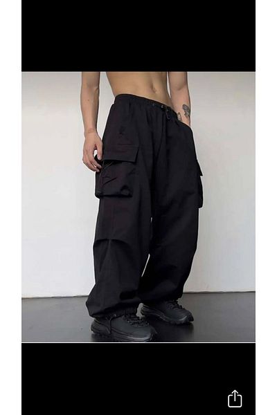 BİLBEC JEANS Y2k Extreme Loose Fit Cargo Pocket Waist Leg Elastic Bggy Pants
