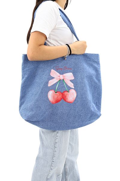 ICONE BAG Geantă de damă din denim și denim cu volum mare - pentru mână și umăr