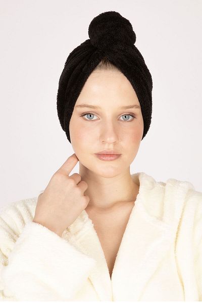 Beyzateks Tekstil Luxury Buttoned Towel Hair Dryer Cap