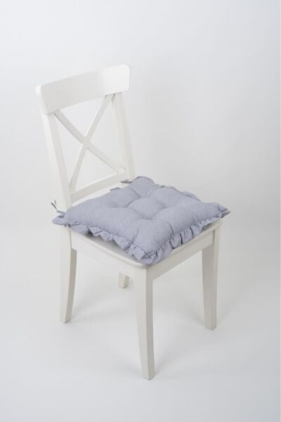 ALTINPAMUK 42x42cm Gray PouF Chair - Cushion with RuFFles and Laces