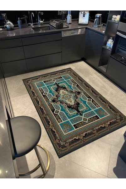 Rugs Modern Halı Patterned Antique Design Series Decorative Carpet in Blue Gr...