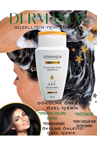 dermanew hair Dökülme karşıtı şampuan kadın - erkek özel içerik , saç uzatıcı (SERUM DESTEKLEYİCİ- DENGELEYİCİ)