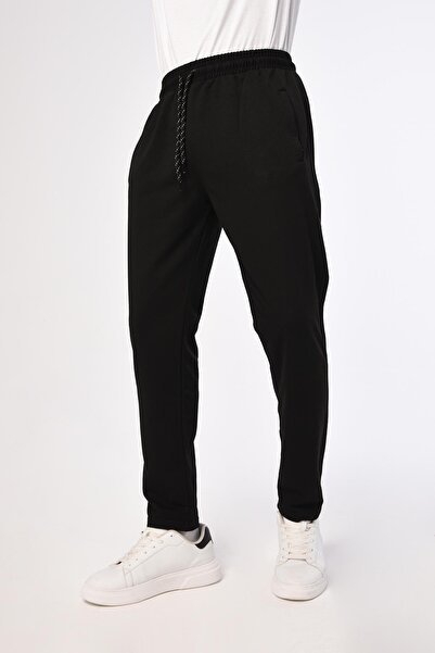 Giymoda Ανδρικές τσέπες με φερμουάρ σε ίσιο πόδι φούτερ μαύρο