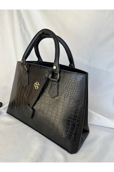 melecco حقيبة تمساح سوداء للنساء، حقيبة عمل مدرسية، حقيبة كتف كبيرة وواسعة، حقيبة يومية مفيدة، حقيبة أنيقة