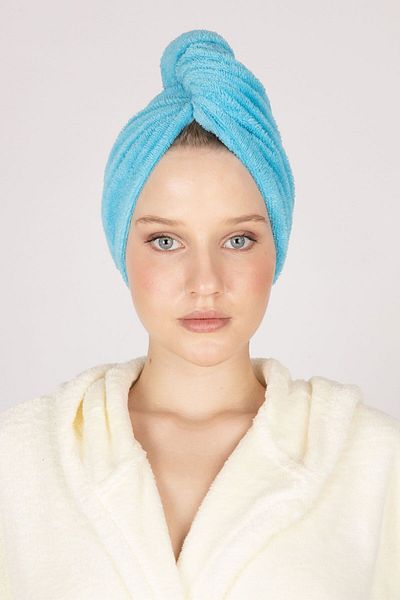 Beyzateks Tekstil Luxury Buttoned Towel Hair Dryer Cap