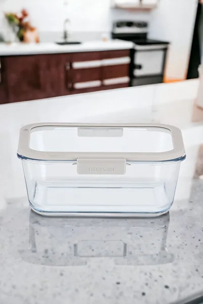 NEOFLAM Fika Glace Glass Storage Container Beige 4 Piece Set