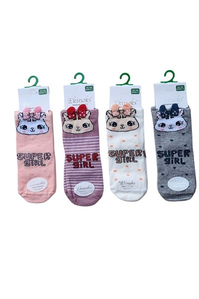 Ekinoks Set of 4 Colorful Patterned Socks for Girls