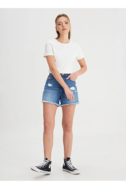 WRANGLER Low Waist Regular Fit Blue Women's Shorts W 241112 Xt-Jean Shorts