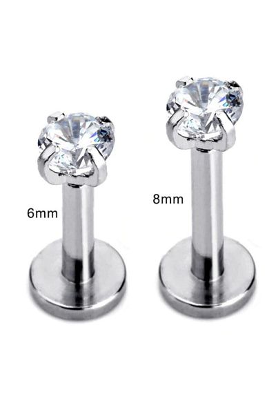 AyçaSilver Tragus with Zircon Stone, Lip Piercing