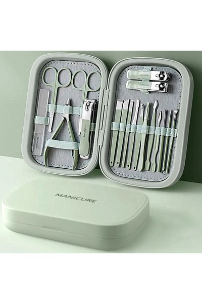 gaman Water Green 18 Piece Professional Manicure and Pedicure Set - Garbon Steel New Design