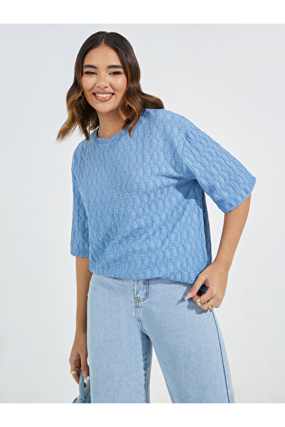 Styli Oversized Textured T-Shirt with Dropped Shoulder