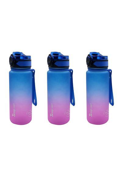 Shop-set 3 Pieces * 500ml Tritan Motivational Water Bottle Double Color (Navy Blue - Pink)