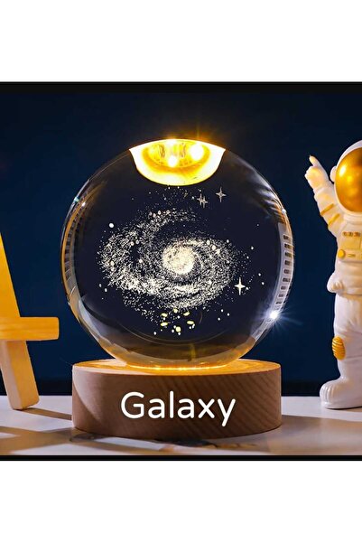 mr shopping MR Büyük Boy 8CM Işıklı cam küre 3D Kristal Cam Küre, Ahşap Soket...