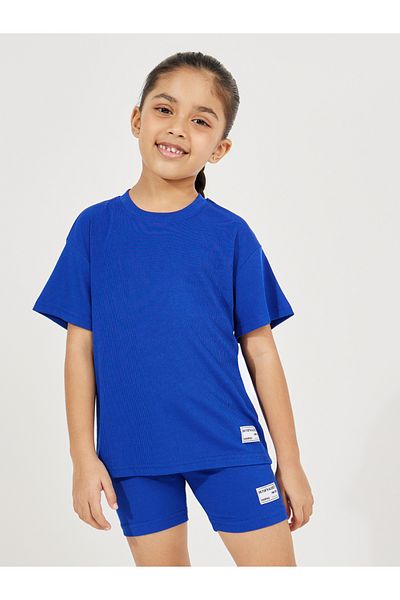 Styli Patch Detail Rib Oversized T-Shirt & Shorts Set