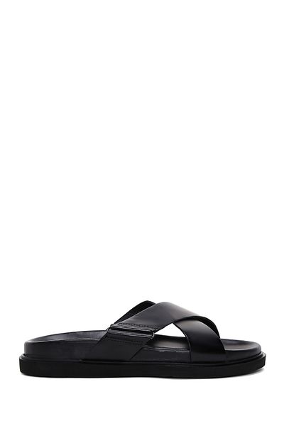 Derimod Men's Black Leather Slippers - 24sfd625318