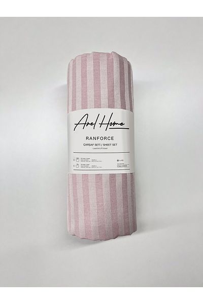 Arel Home Striped Single Elastic Sheet Set with Ranforce 100% Cotton Pillowcase