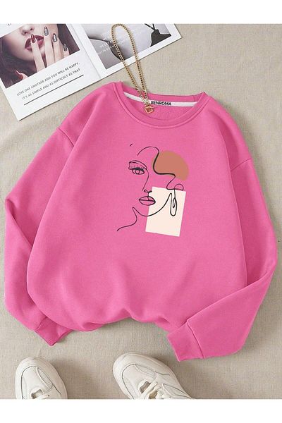 BENROMA Hanorac oversize unisex - decolteu, imprimat pe față